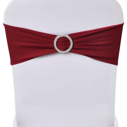 25-tlg. Stretch-Stuhlbänder mit Diamant-Schnalle Bordeaux