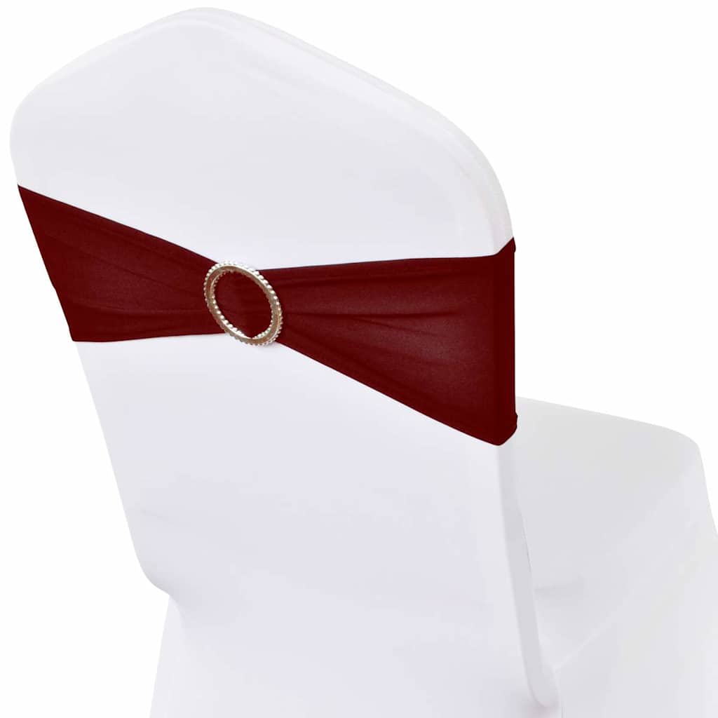 25-tlg. Stretch-Stuhlbänder mit Diamant-Schnalle Bordeaux