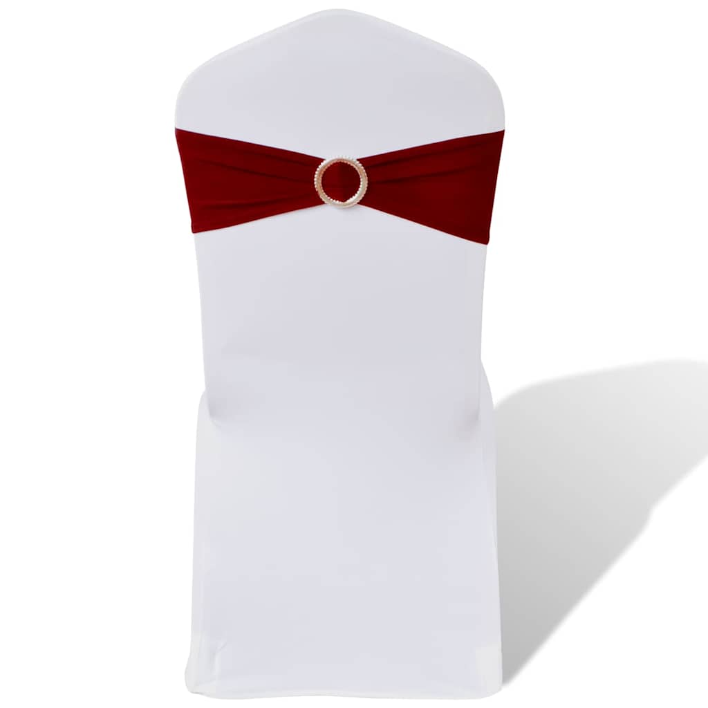 25-tlg. Stretch-Stuhlbänder mit Diamant-Schnalle Bordeaux