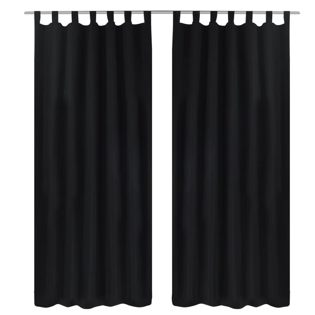 Vorhänge Gardinen aus Satin 2-teilig 140 x 225 cm Schwarz