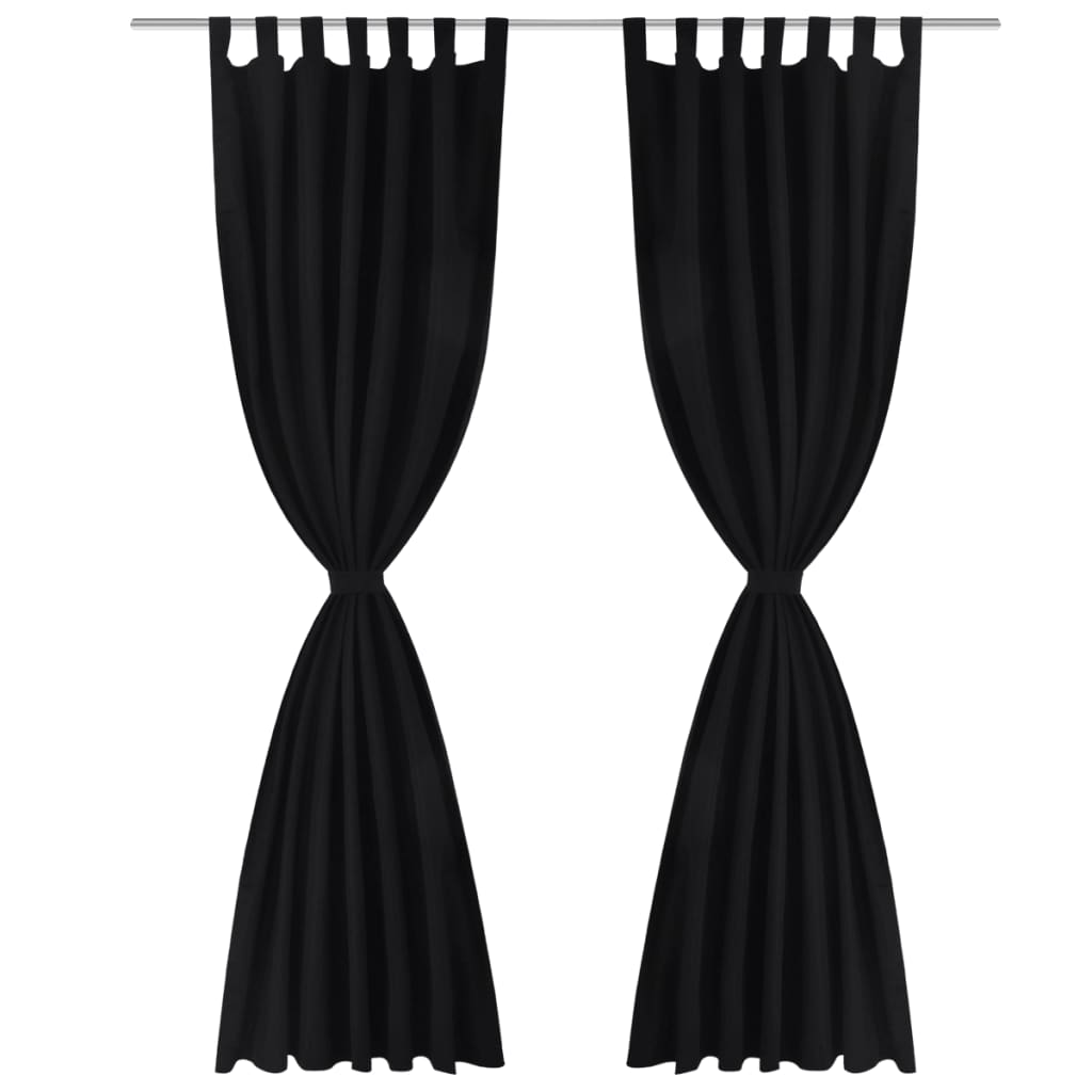 Vorhänge Gardinen aus Satin 2-teilig 140 x 225 cm Schwarz
