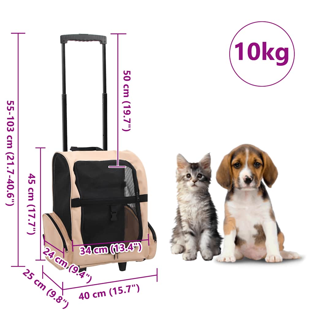 Trolley für Haustiere 3-in-1 Faltbar Sandfarben