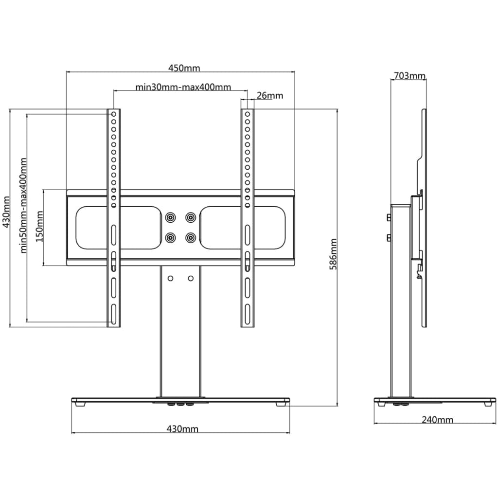 Support TV pour écrans 26-42 pouces Max VESA 400x400 mm 30kg