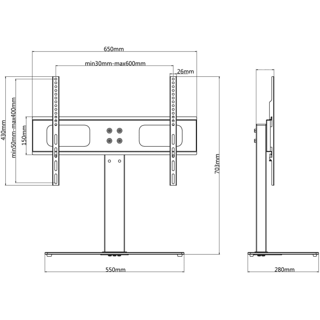 Support TV pour écrans 37-55 pouces Max VESA 600x400 mm 40kg