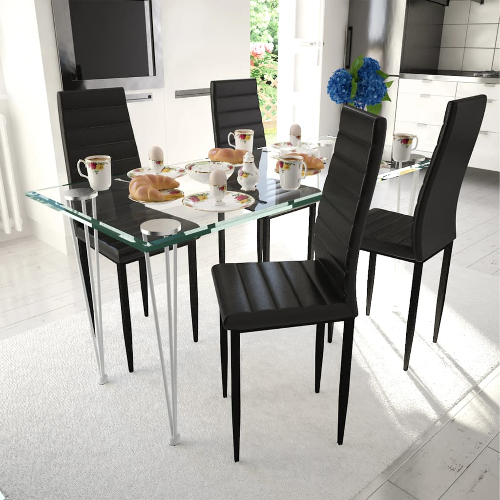 Esszimmerstühle 4 Stk. Schwarz Kunstleder