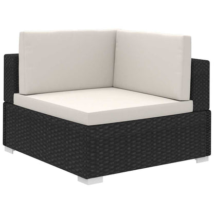 12-tlg. Garten-Lounge-Set mit Auflagen Poly Rattan Schwarz