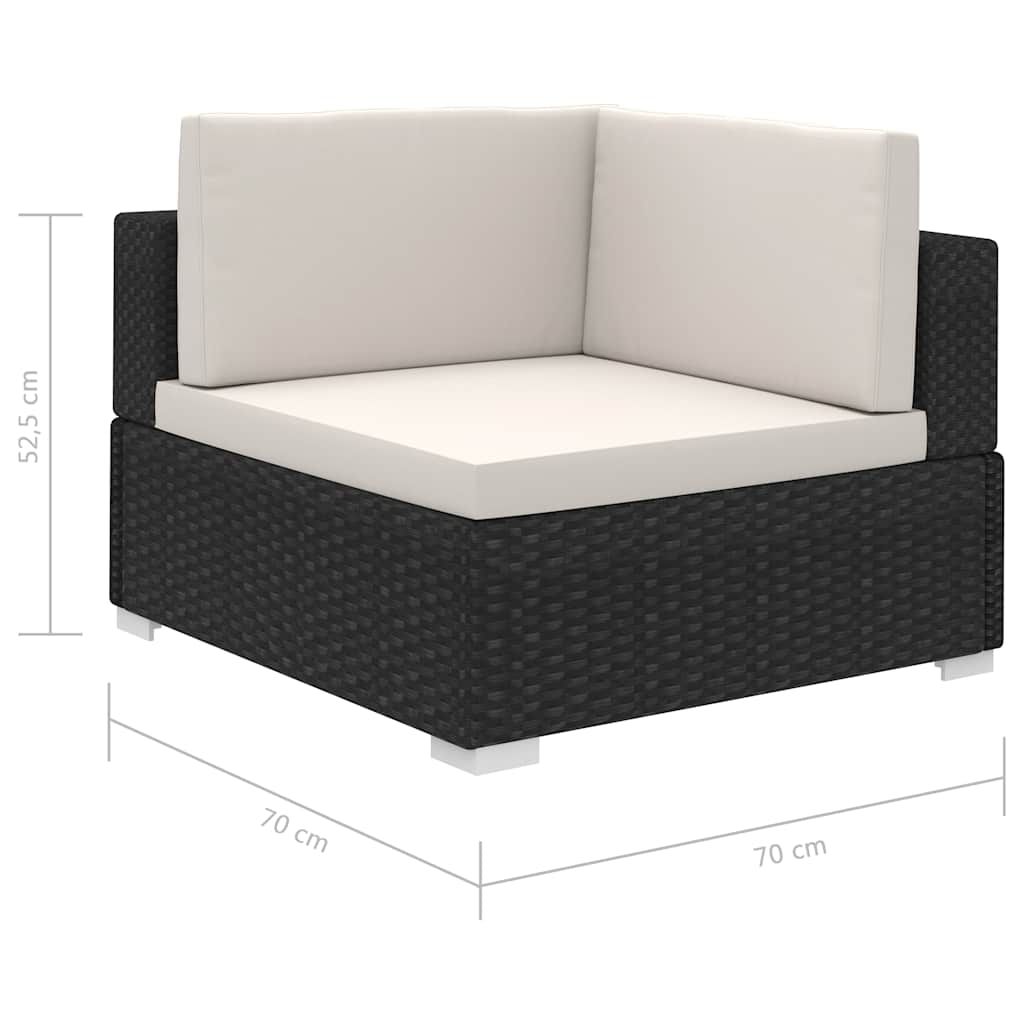 12-tlg. Garten-Lounge-Set mit Auflagen Poly Rattan Schwarz