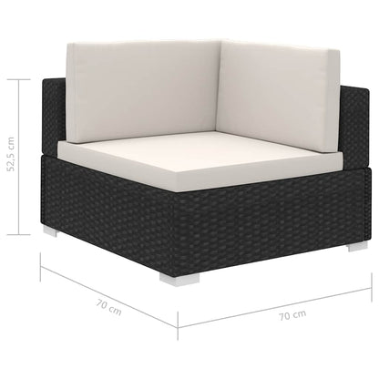 12-tlg. Garten-Lounge-Set mit Auflagen Poly Rattan Schwarz