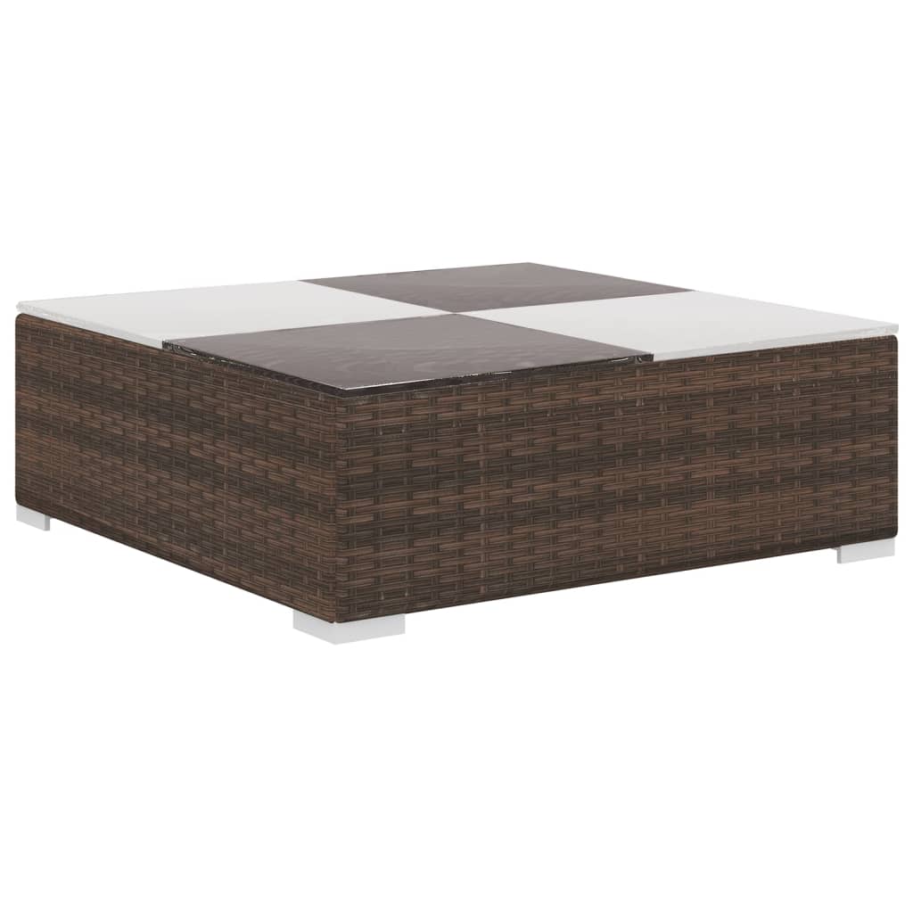 6-tlg. Garten-Lounge-Set mit Auflagen Poly Rattan Braun