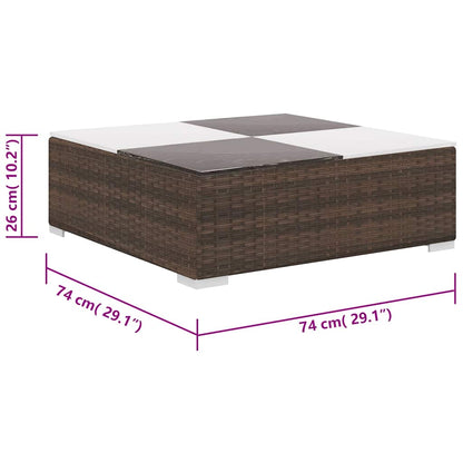 6-tlg. Garten-Lounge-Set mit Auflagen Poly Rattan Braun