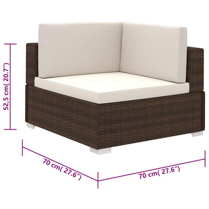 6-tlg. Garten-Lounge-Set mit Auflagen Poly Rattan Braun
