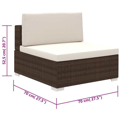 6-tlg. Garten-Lounge-Set mit Auflagen Poly Rattan Braun