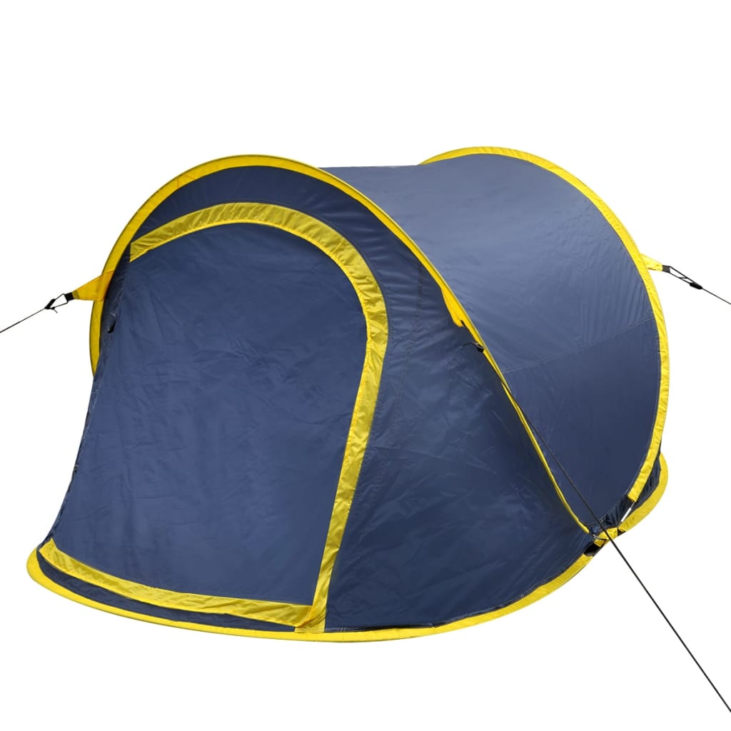 Pop-Up-Campingzelt 2 Personen Marineblau / Gelb