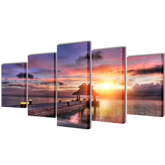 Bilder Dekoration Set Strand mit Pavillon 100 x 50 cm