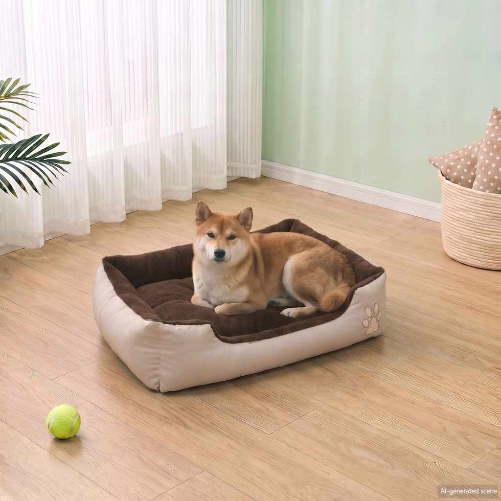 Warmes Hundebett mit Polsterkissen L