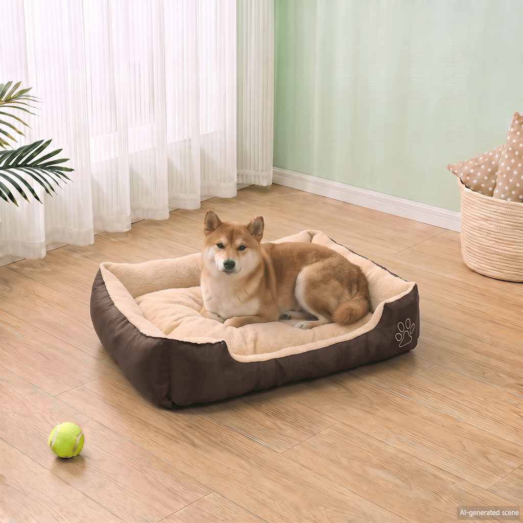 Warmes Hundebett mit Polsterkissen L