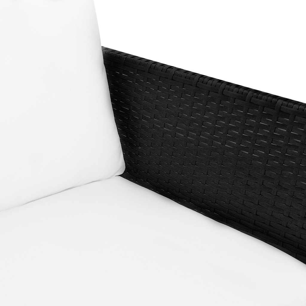 3-tlg. Garten-Lounge-Set mit Kissen Poly-Rattan Schwarz