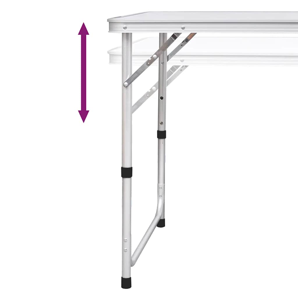 Klappbarer Campingtisch mit 4 Hocker Höhenverstellbar 180x60 cm