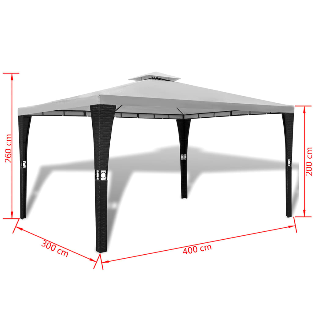 Pavillon de jardin avec toit 3 x 4 m blanc crème