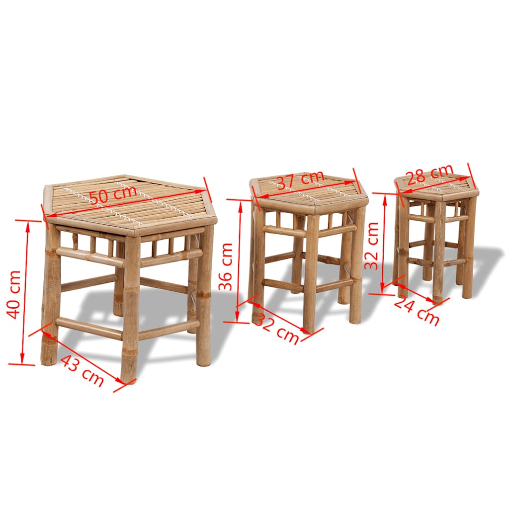 Gartenhocker 3 Stk. Bambus