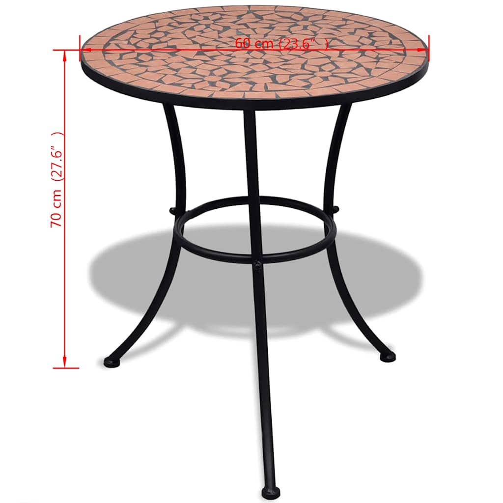 Bistrotisch Terrakotta-Rot 60 cm Mosaik