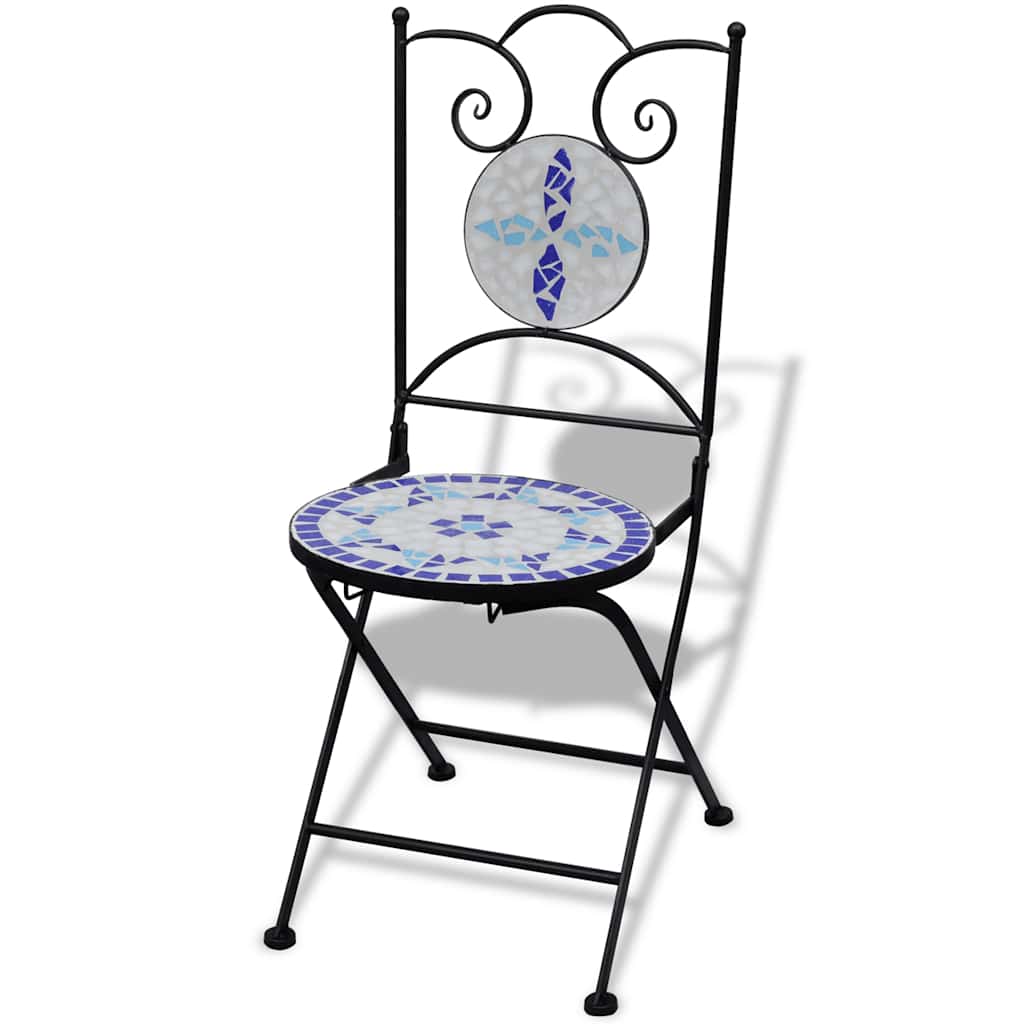 Klappstühle, 2 Stück, Keramik, blau und weiß