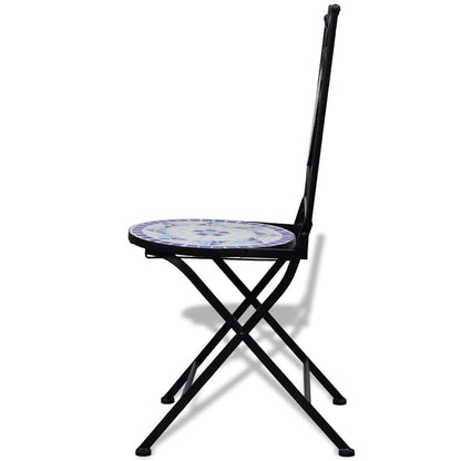 Klappstühle, 2 Stück, Keramik, blau und weiß