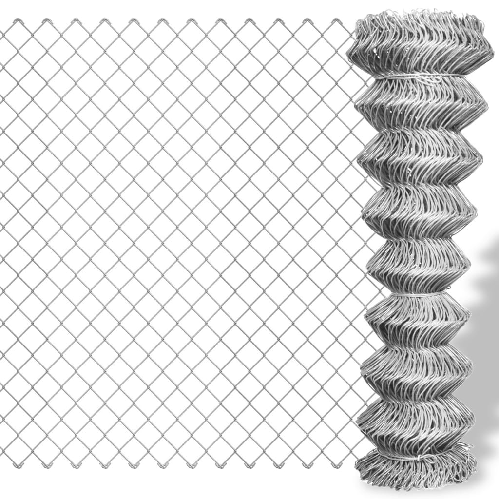 Maschendrahtzaun Verzinkter Stahl 25×1 m Silbern