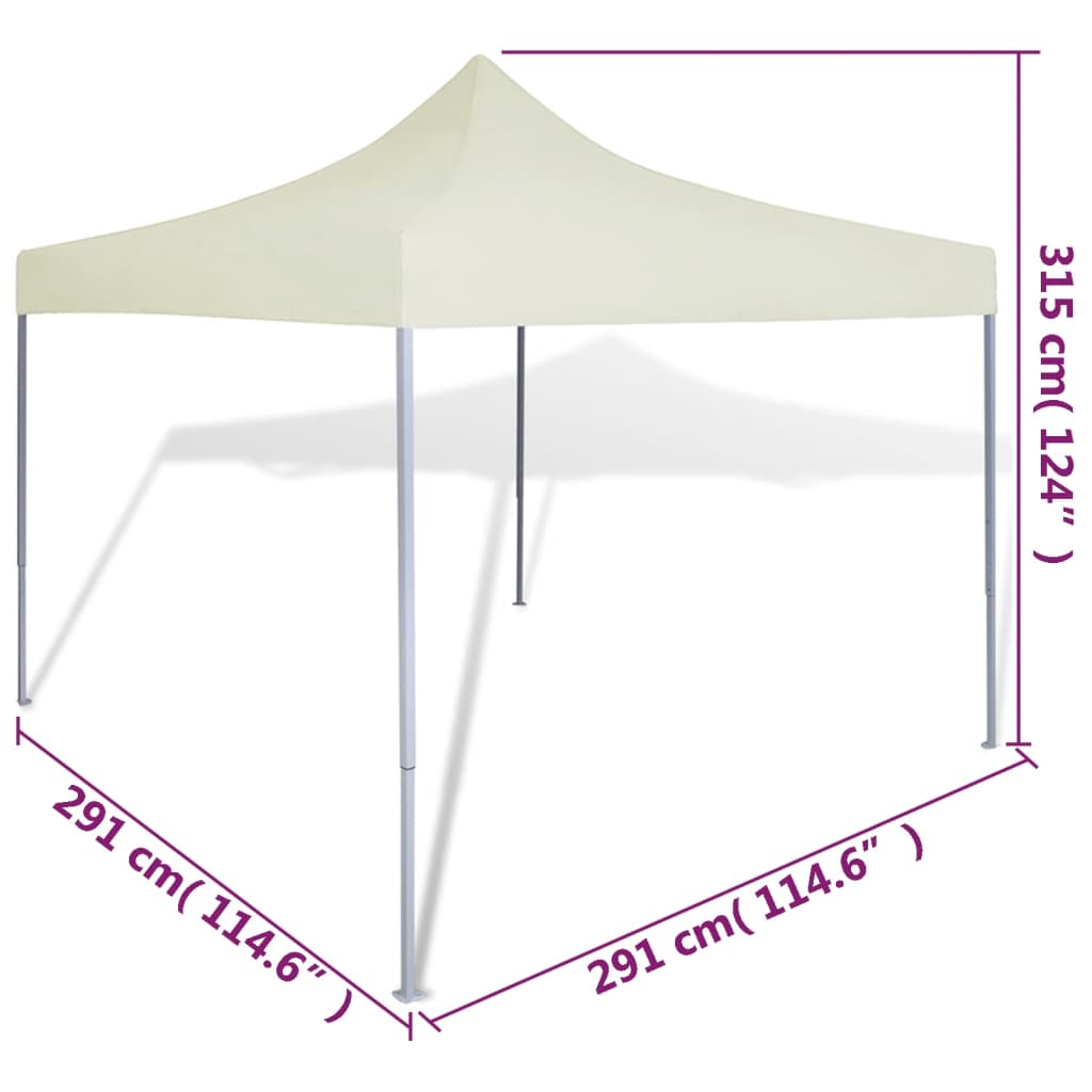 Auvent de tente de fête pliable 3 x 3 m blanc crème