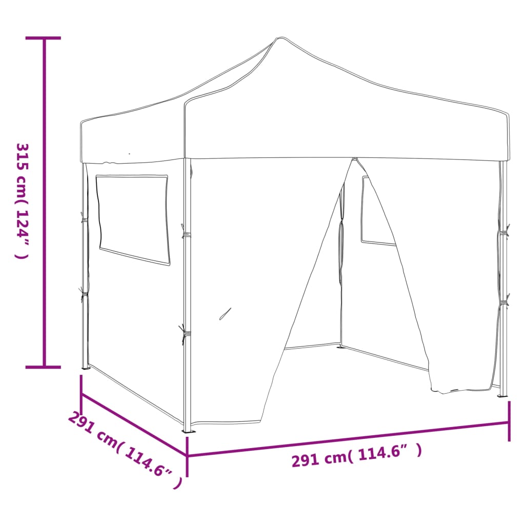 Faltzelt mit 4 Wänden 3 x 3 m Grün