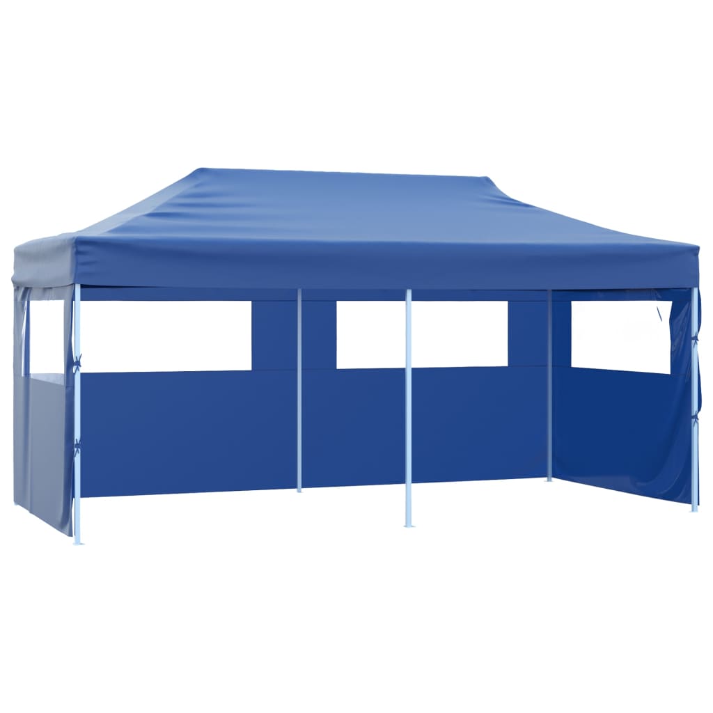 Tente de fête pop-up pliable bleue 3×6 m