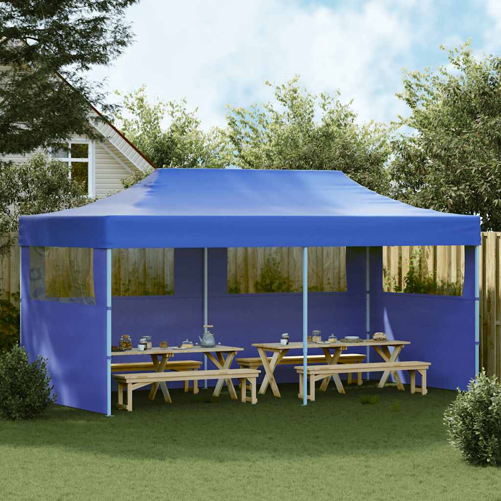 Tente de fête pop-up pliable bleue 3×6 m