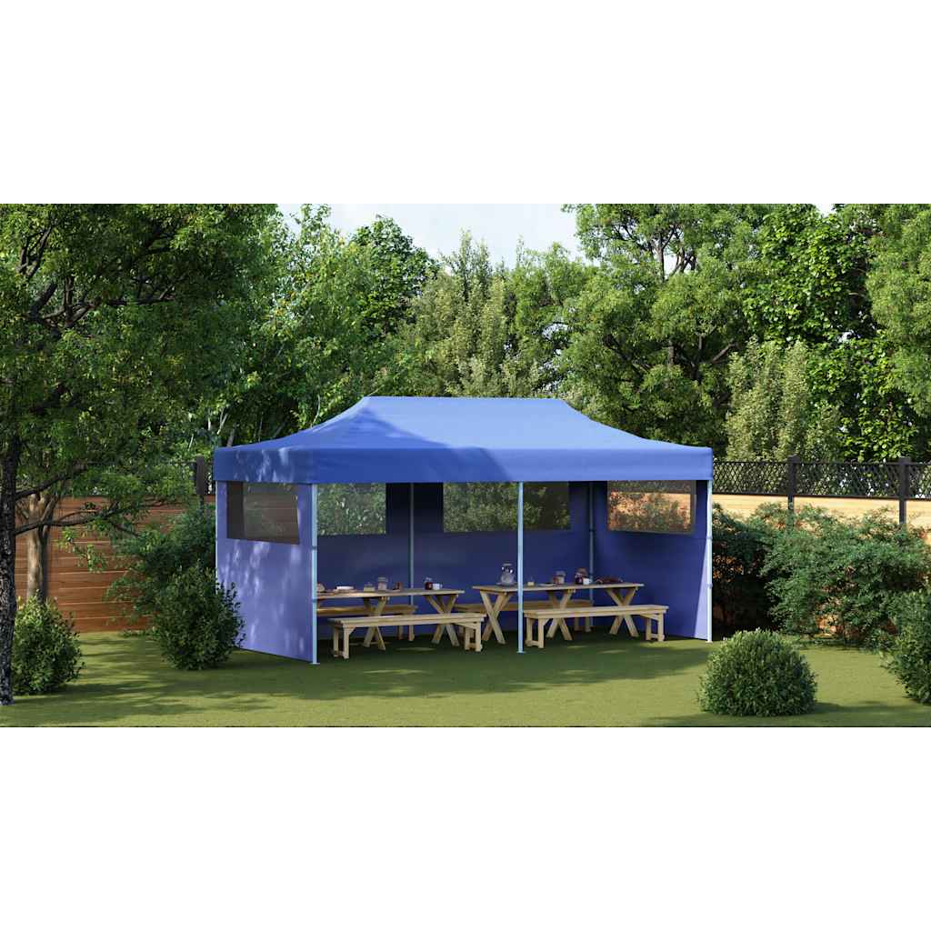 Tente de fête pop-up pliable bleue 3×6 m