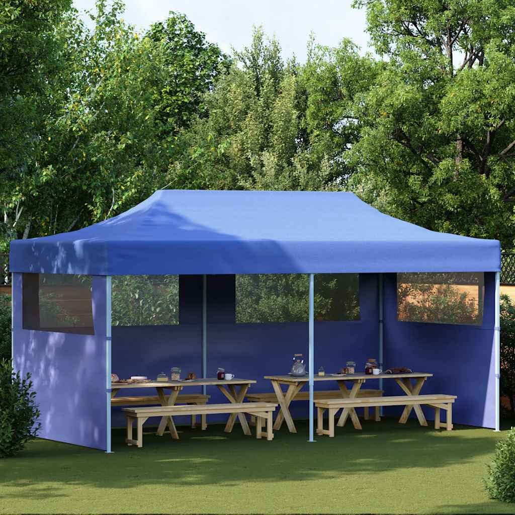 Tente de fête pop-up pliable bleue 3×6 m