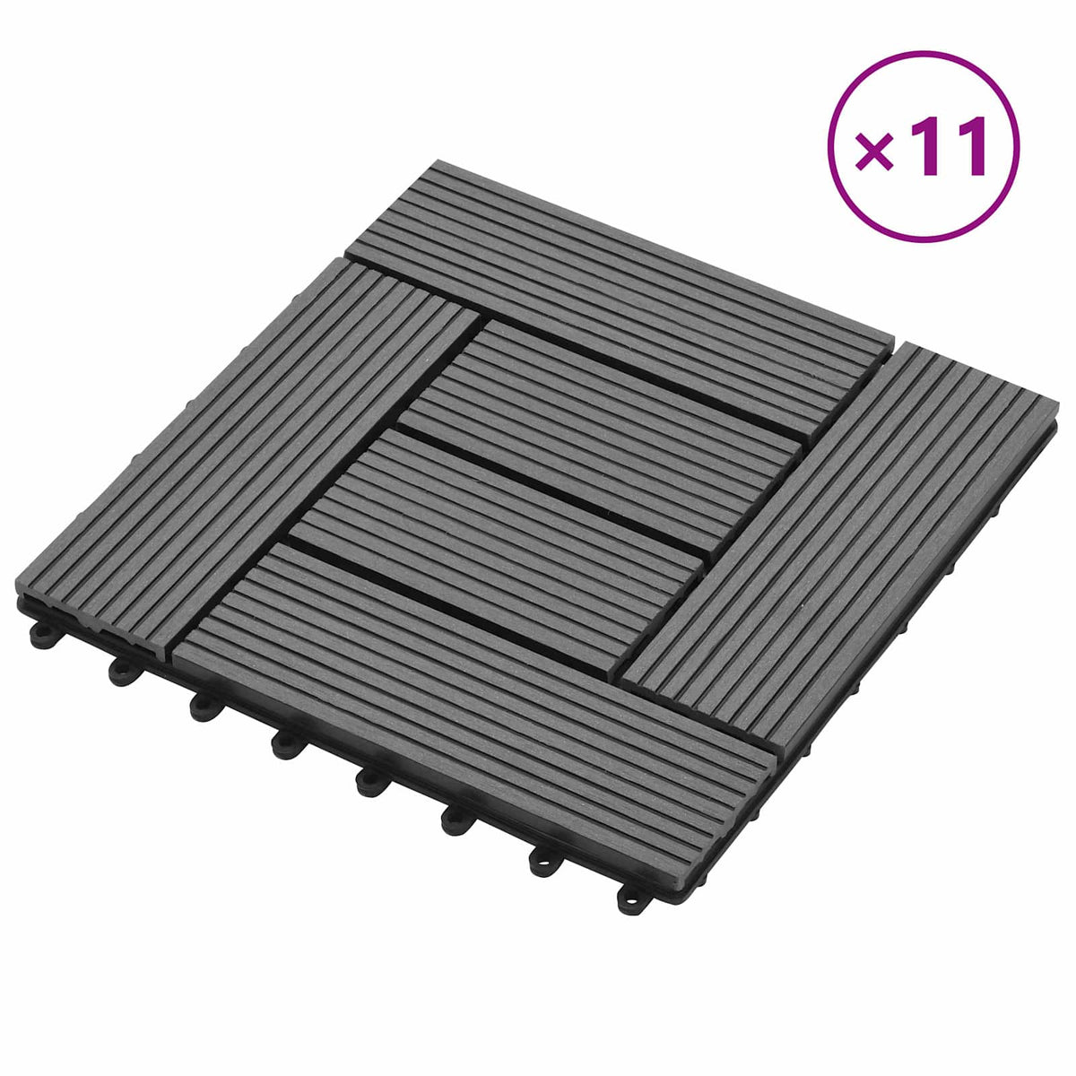 Terrassenfliese 11 stk. Grau 30 x 30 cm WPC