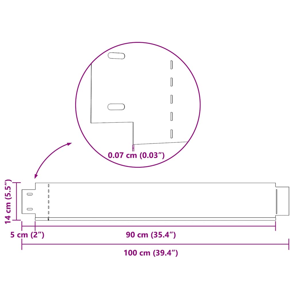 Flexible Rasenkante 5-er Set Verzinkter Stahl 100x14 cm