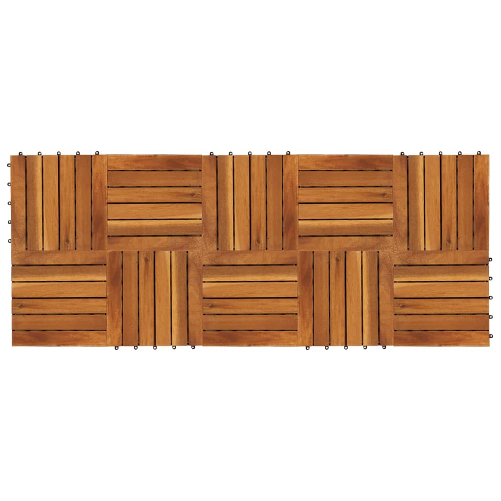 10 x carrelage en bois d'acacia 30 x 30 cm motif vertical