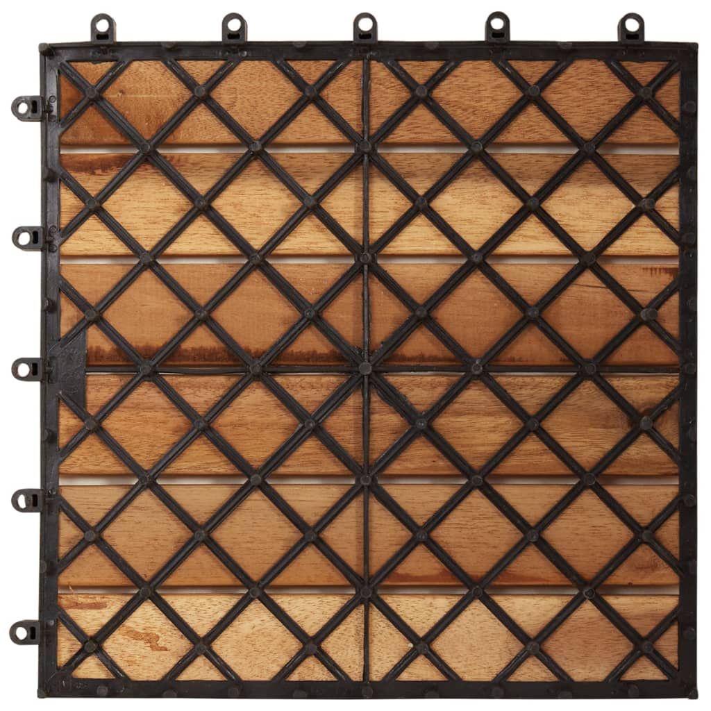 10 x carrelage en bois d'acacia 30 x 30 cm motif vertical