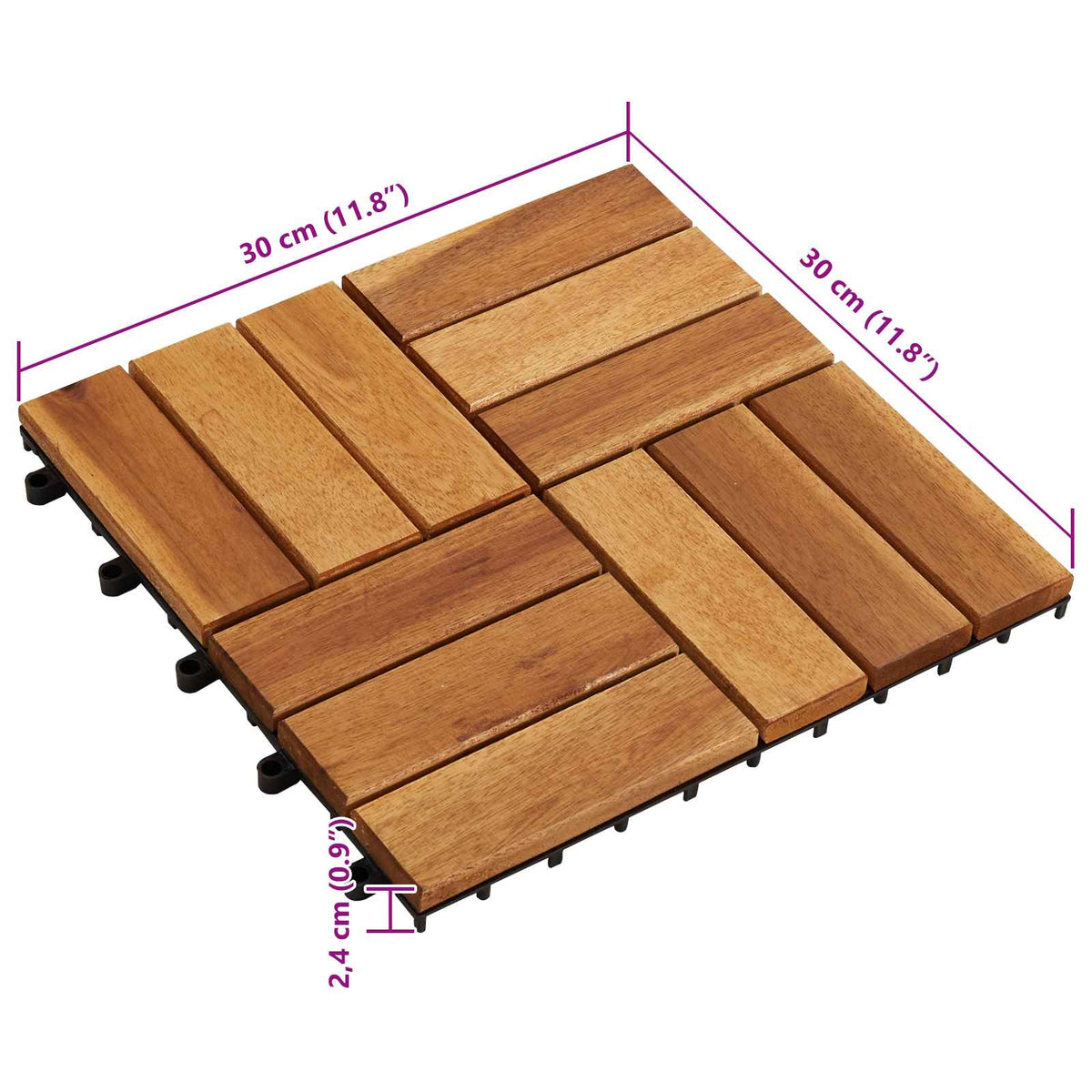 Terrassenfliese 10 Stk. Braun 30 x 30 cm Akazien-Hartholz