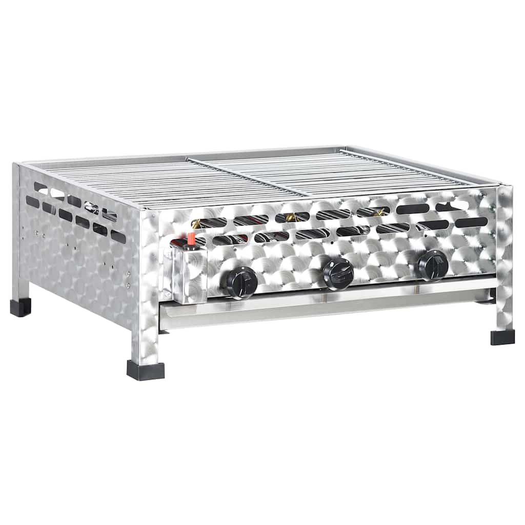 Gastro-Gasgrill 3 Flammen Edelstahl Silbern