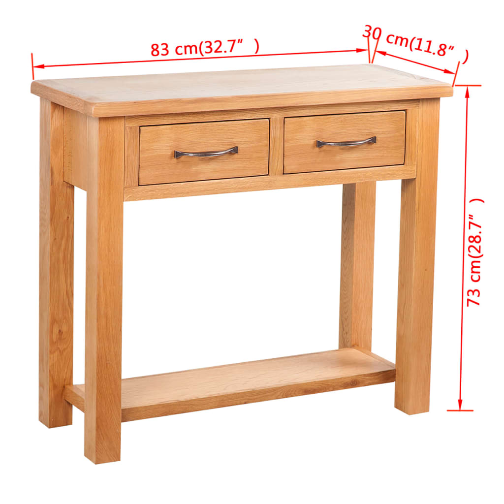 Konsolentisch mit 2 Schubladen 83x30x73 cm Massivholz Eiche