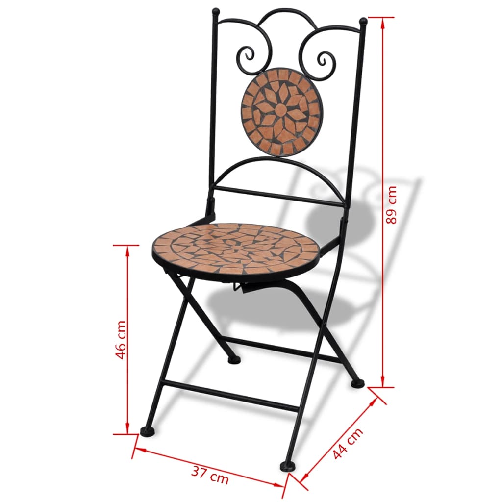 3-tlg. Bistro-Set Keramik Terrakotta