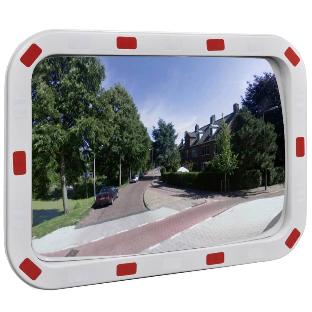 Verkehrsspiegel Konvex Viereckig 40×60 cm mit Reflektoren