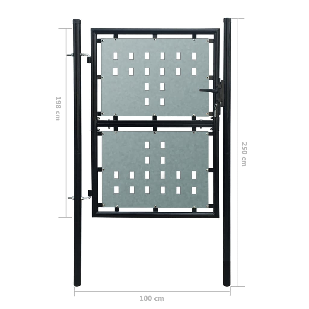 Zauntor (Einzeltor) Schwarz 100x250 cm