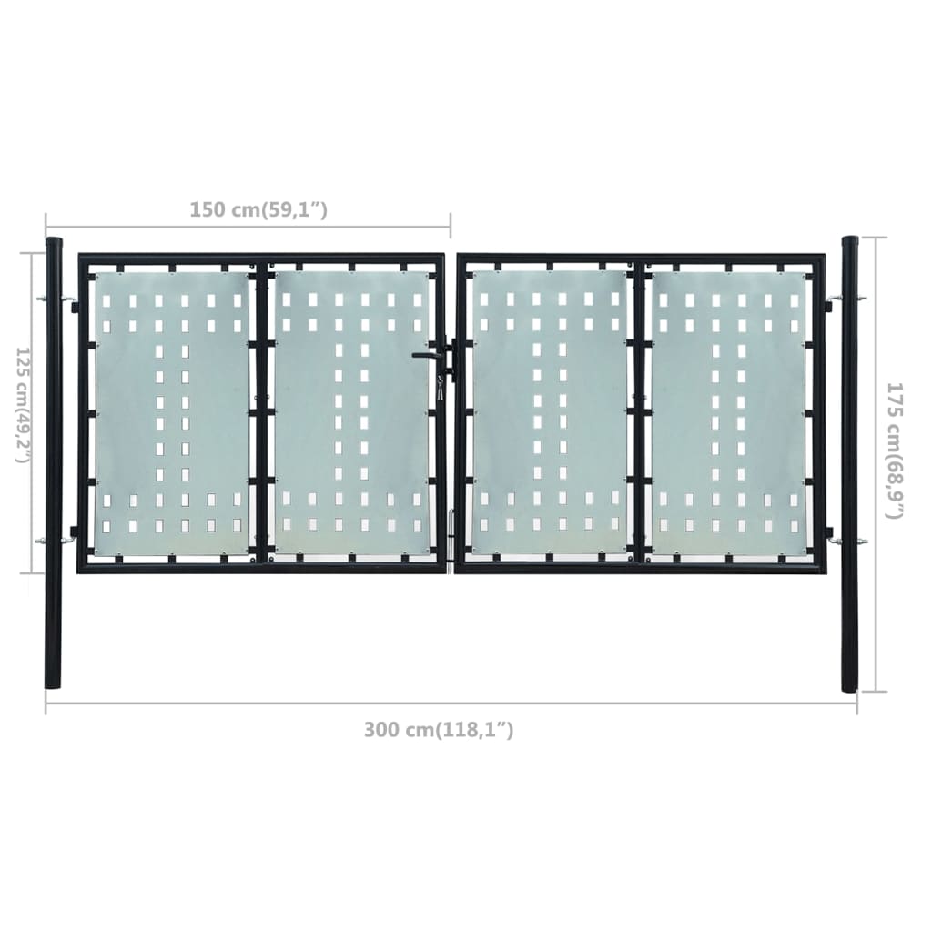 Zauntor (Einzeltor) Schwarz 300x175 cm