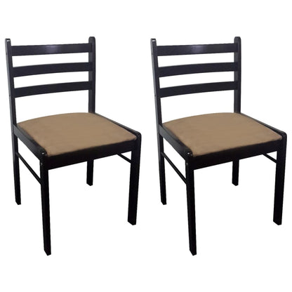 Esszimmerstühle 2 Stk. Braun Massivholz Gummibaum und Samt