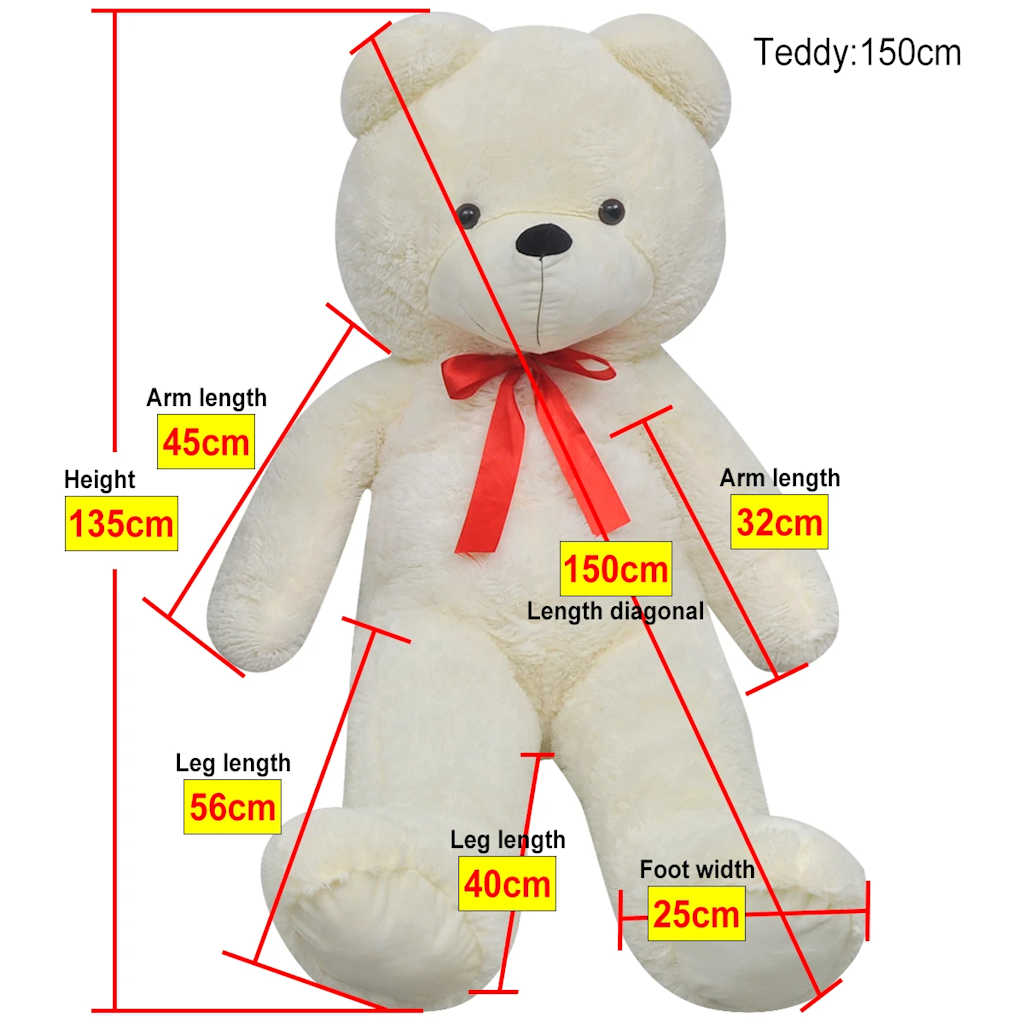 Weicher XXL-Plüsch-Teddybär Weiß 135 cm