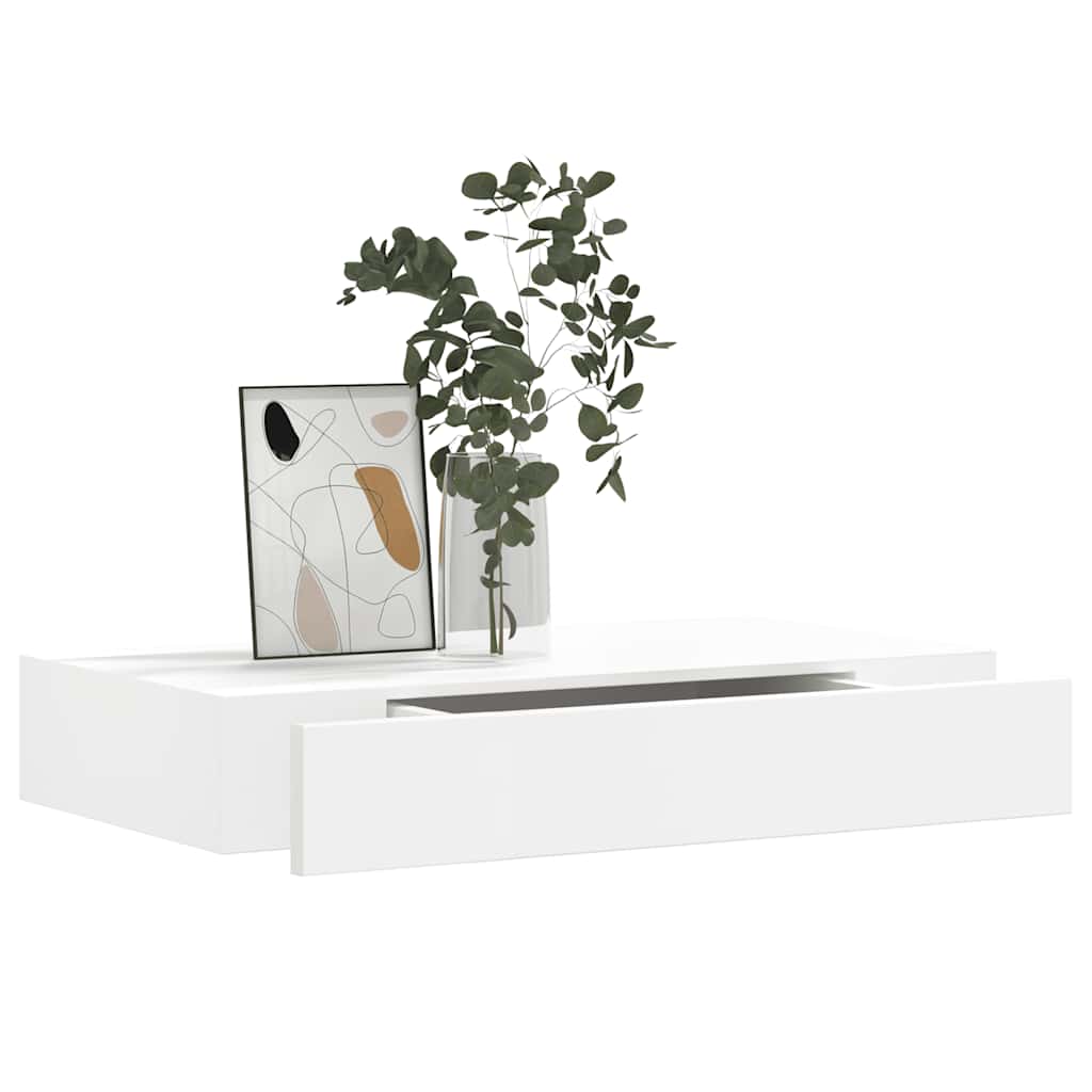 Wandregal mit Schublade MDF Weiß