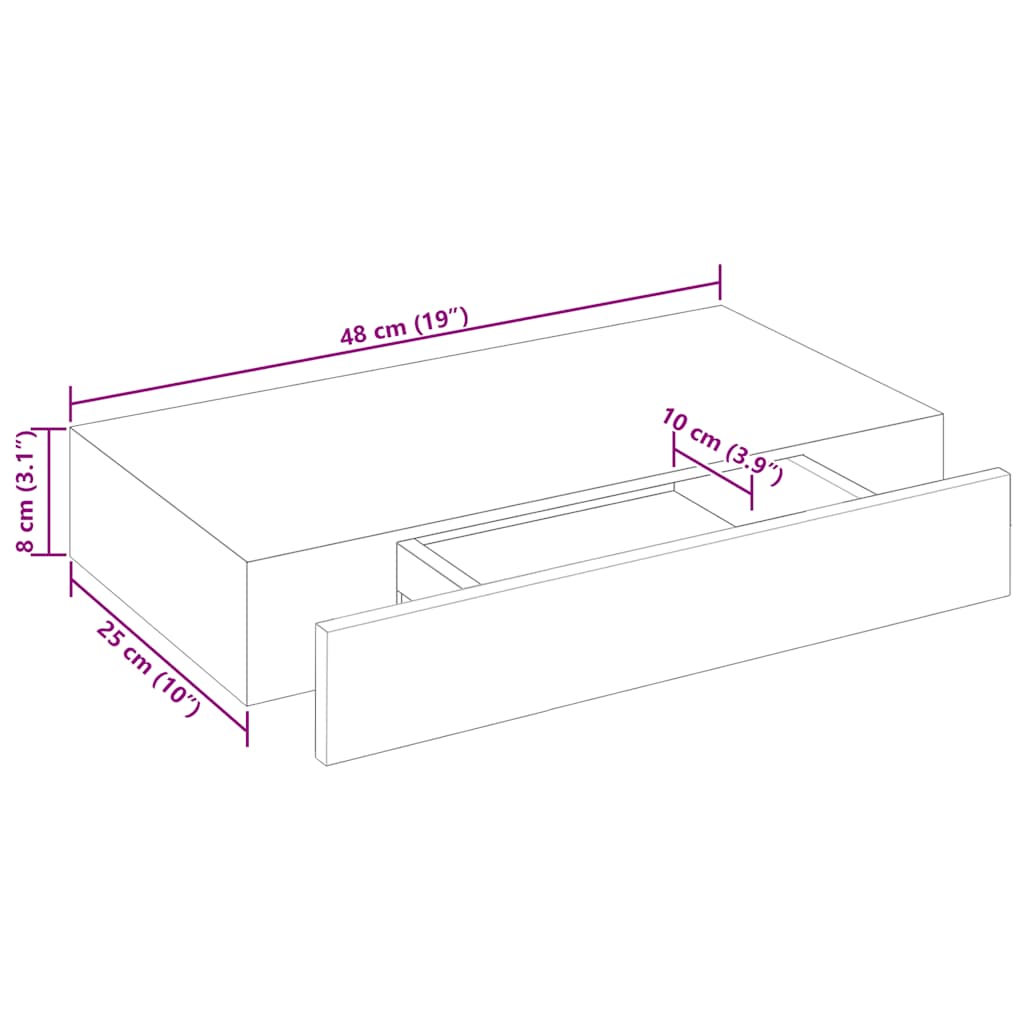 Wandregal mit Schublade MDF Weiß
