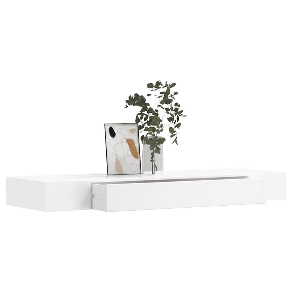 Wandregal mit Schublade MDF Weiß